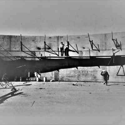 Boulder City water system: 2-million-gallon water tank under construction, 1931