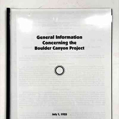 General Information Concerning the Boulder Canyon Project