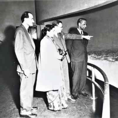 Prince & Princess Shrinagesh of Jahore, India in the Visitor's Center at Hoover Dam February 24, 1947