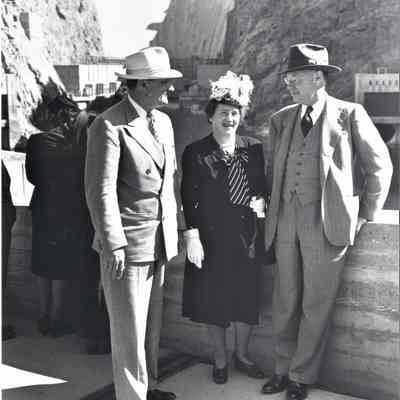 l-r: Senator William F. Knowland; Mrs. Robert A. Taft; Senator Robert A. Taft at Hoover Dam, September 18, 1947