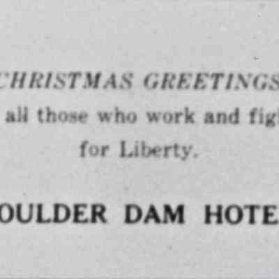 Boulder Dam Hotel Christmas advertisement December 1942
