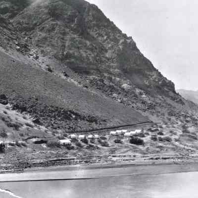 Black Canyon Diamond Drilling Camp; looking into Nevada from Arizona side of river, March 14, 1922