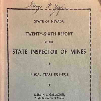 State Inspector of Mines, Twenty Sixth Report
