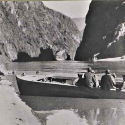 Colorado River, 1910s-1920s: government skiff during a 1918 reconaissance of Black Canyon