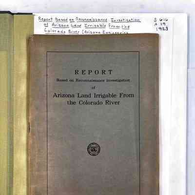 Report Based on Reconnaissance Investigation of Arizona Land Irrigable from the Colorado River
