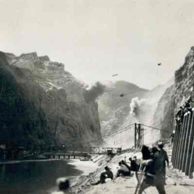 Hoover Dam construction: blasting