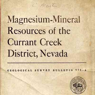 Magnesium - Mineral Resources of the Currant Creek District, Nevada