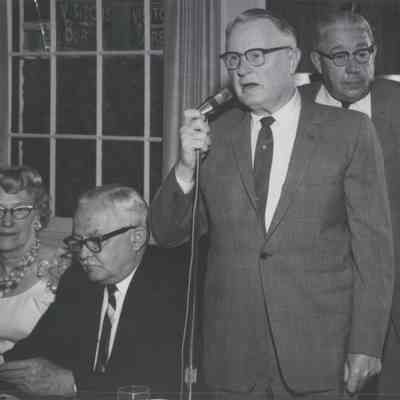Boulder Dam Hotel dining room: Charlie Sweet at the microphone 1961-1962