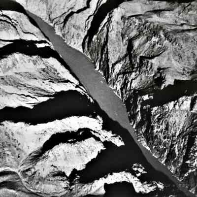 Black Canyon- aerial view of the damsite, ca. 1929-1930