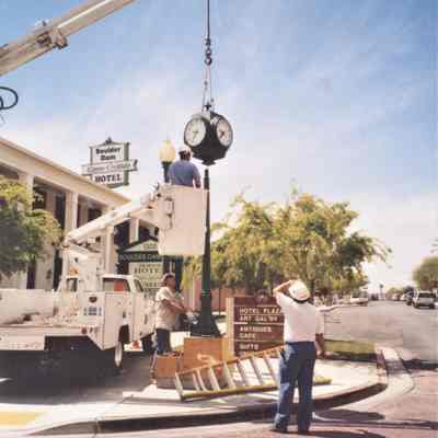 Hotel Plaza clock assembling, April 11, 2006