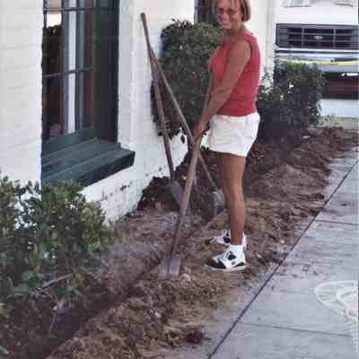 Boulder Dam Hotel exterior: rebuilding the front patio and landscaping August 2006