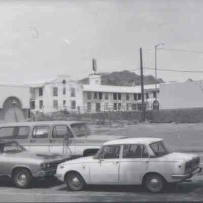 Boulder Dam Hotel- two long views looking to the northwest from Wyoming St. May 1980