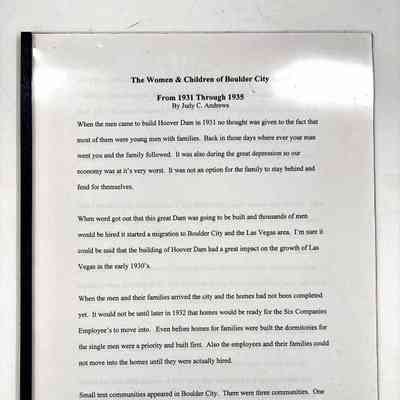 The Women and Children of Boulder City, From 1931 Through 1935