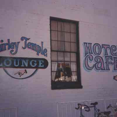 Boulder Dam Hotel sign for the Shirley Temple Lounge and Hotel Cafe November 1992