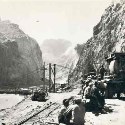Hoover Dam construction: blasting