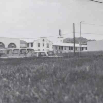 Boulder Dam Hotel- two long views looking to the northwest from Wyoming St. (May 1980)
