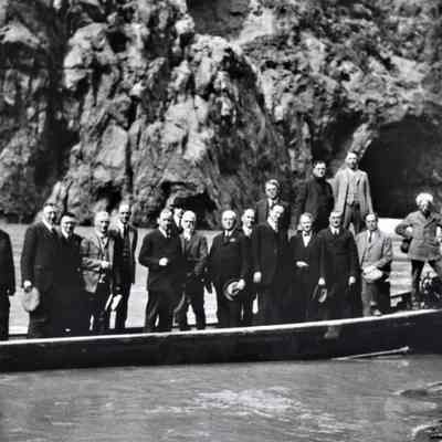 Black Canyon- "second group of Congressional party visiting Black Canyon at lower damsite, March 13, 1923'