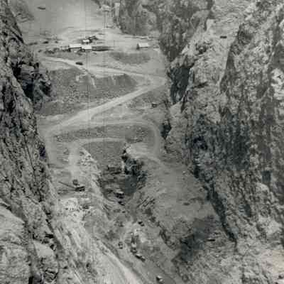 Hoover Dam construction: foundation excavation