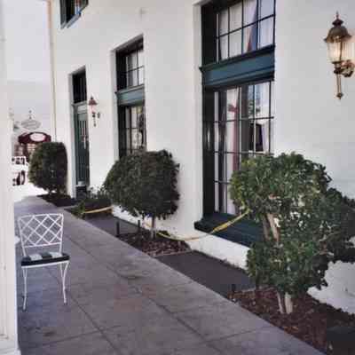 Boulder Dam Hotel exterior: rebuilding the front patio and landscaping August 2006