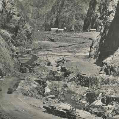 Hoover Dam construction: foundation excavation