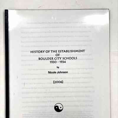 History of the Establishment of Boulder City Schools, 1930-1934