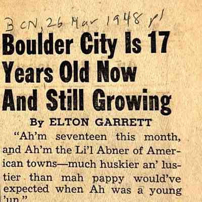 Boulder City - anniversaries: founding: 17th (1948)