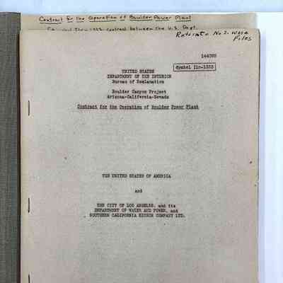 Contract for the Operation of Boulder Power Plant