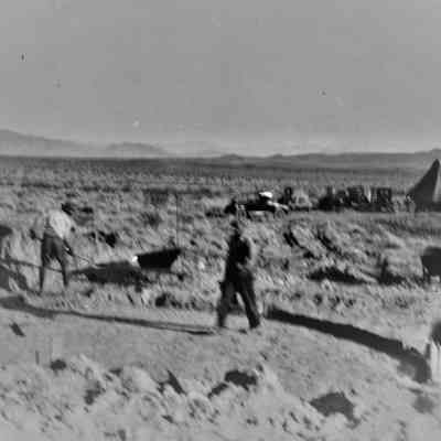 Boulder City water system: excavating the foundation for Boulder City's water tank 1931