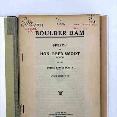 Boulder Dam, Speech of Hon. Reed Smoot of Utah