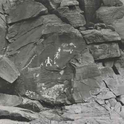 Petroglyphs near Lost City, 1924 (neg)