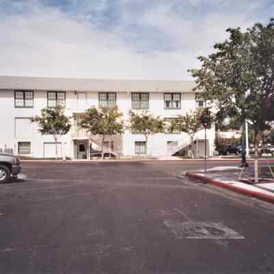 Boulder Dam Hotel exterior back side: view from Avenue C