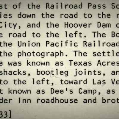 0002:0673a: Description of photo above no. 0002:0373 Railroad Pass School and surrounding area, c. 1932-33 [Copy of Negative/Oversized photo] [Natl. Archives no. 306-NT-939-D-5] [Photo description noted no. 0002:0373a]