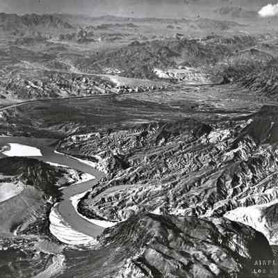 Black Canyon aerial view northeast showing the future bed of Lake Mead, July 26, 1929