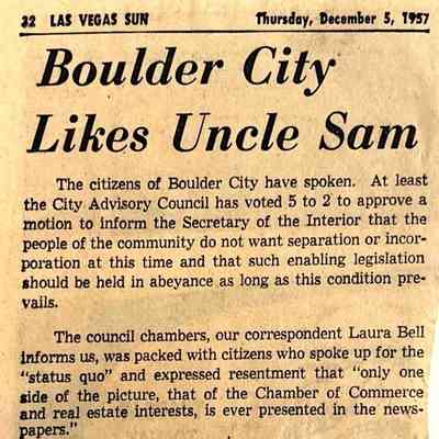 Boulder City - Politics and Government: Incorporation [1950s-60s]