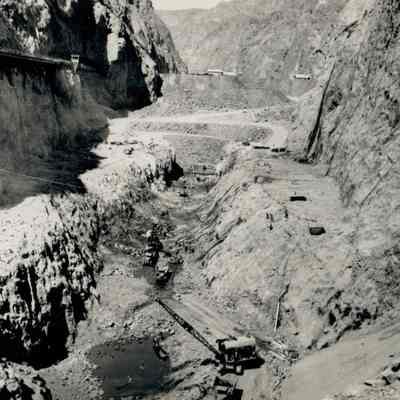 Hoover Dam construction: foundation excavation