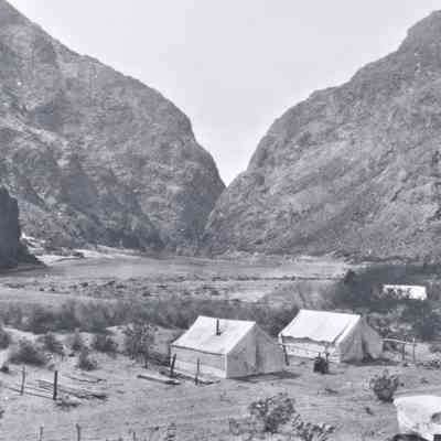 U.S. Bureau of Reclamation Diamond Drilling Camp at the entrance of Boulder Canyon, 1922-1923