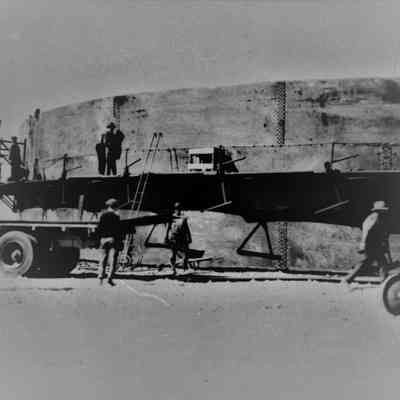 Boulder City water system: 2-million-gallon water tank under construction, 1931
