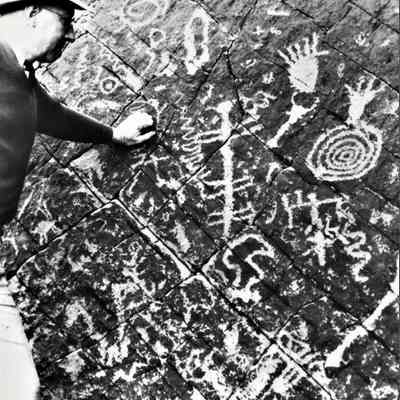 Petroglyphs at Atlatl Rock, Valley of Fire, NV April 20, 1935