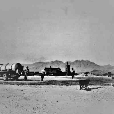 Boulder City water system: 2 million-gallon water tank under construction, 1931