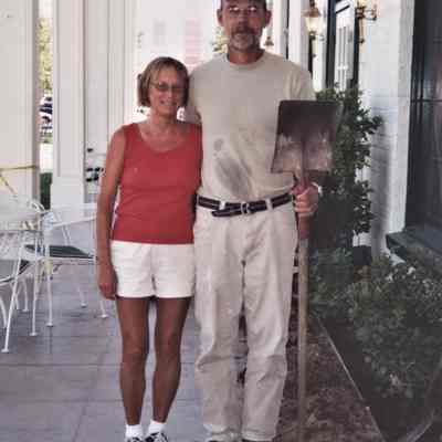 Boulder Dam Hotel exterior: rebuilding the front patio and landscaping August 2006