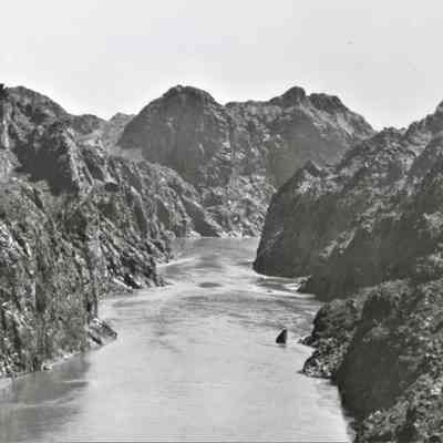 Black Canyon- "Looking downstream through first 1.5 miles of canyon below lower damsite." April 13, 1922