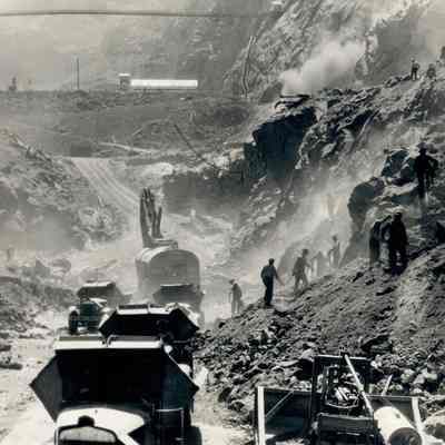 Hoover Dam construction: foundation excavation