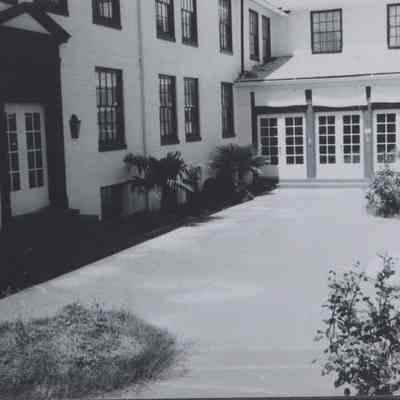 Boulder Dam Hotel- storm damage to roof, July 1983 [negative image #11a]
