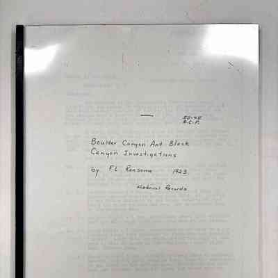 Boulder Canyon and Black Canyon Investigations