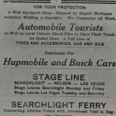Las Vegas- Business Advertisement Searchlight Garage, Oct. 11, 1919