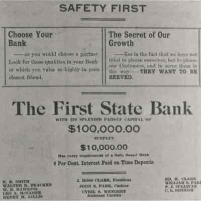 Las Vegas- Business Advertisement First State Bank Las Vegas Review July. 27, 1923