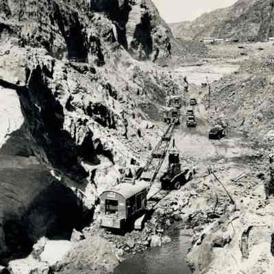 Hoover Dam construction: foundation excavation
