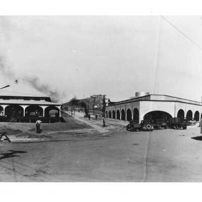 Six Companies Recreational Hall, left; Boulder City Company Store, right