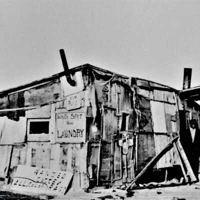 0002:0300: North Las Vegas Hooverville, the white spot hand laundry, c.1930-32