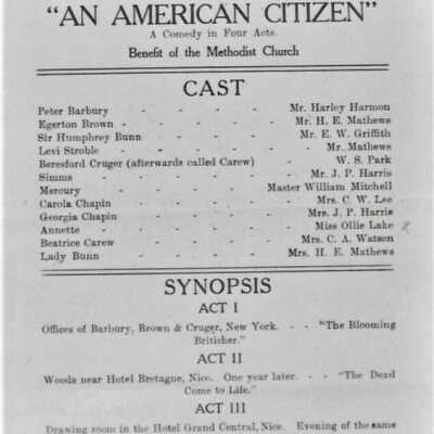 Las Vegas, NV. Program from the Opera House production of "An American Citizen" on July. 3, 1909